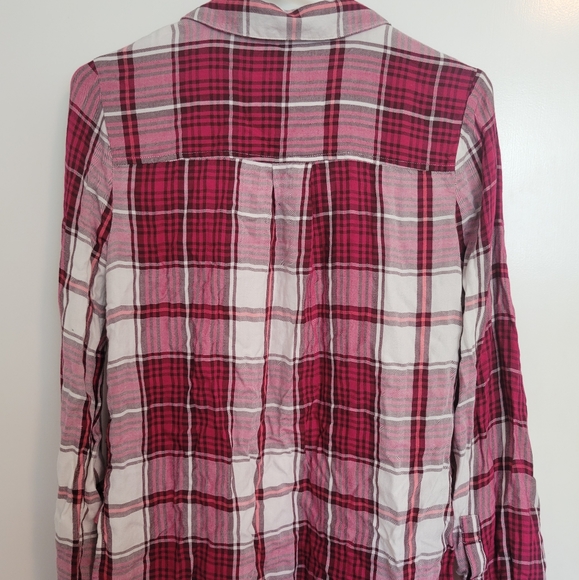 Red and White Button Down Flannel - Picture 2 of 2
